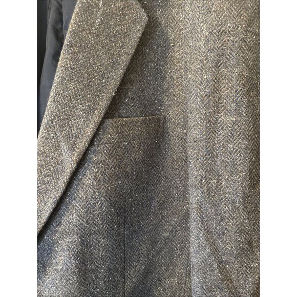 Barrage Mens Brown Blue Woven Blazer Jacket Size 44L Vintage Inside Pocket Lined - Picture 4 of 10